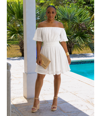 Sun Kissed Crochet Mini Dress -  White