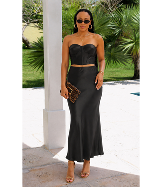 Silk Temptations Midi Skirt - Black