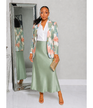 Silk Temptations Midi Skirt - Sage Green