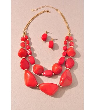 True Empress  Necklace Set - Red