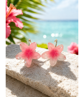 Vacation Flora Earrings - Dark Pink