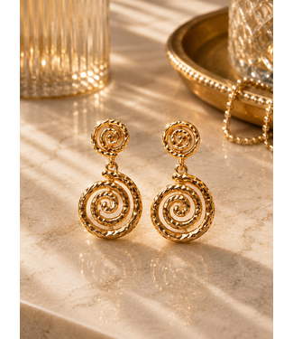 Spiralling Beauty Earrings - Gold