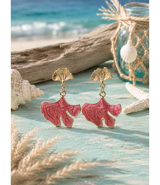 Sea Fan Breeze Earrings - Burgundy