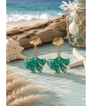 Sea Fan Breeze Earrings - Teal