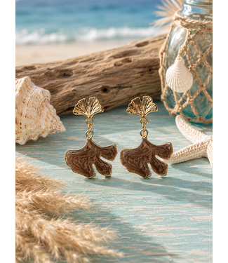 Sea Fan Breeze Earrings - Brown