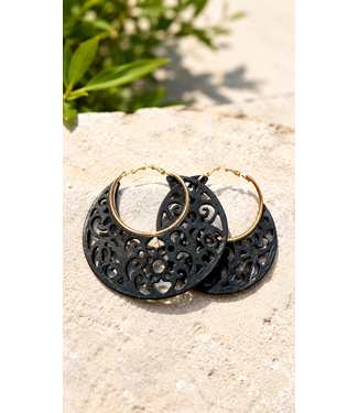 Boho Brocade Earrings - Black
