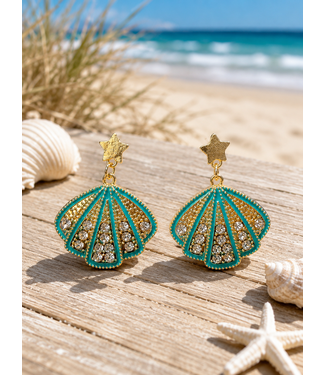 Coastal Muse Earrings - Gold Teal