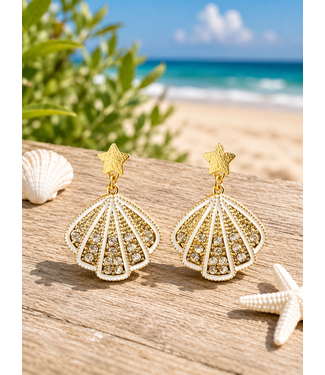 Coastal Muse Earrings -Gold White
