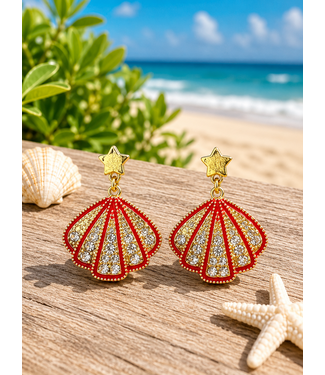 Coastal Muse Earrings -Gold Red