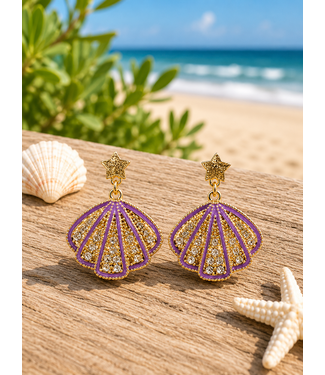 Coastal Muse Earrings -Gold Purple