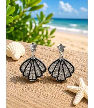 Coastal Muse Earrings -Silver Black