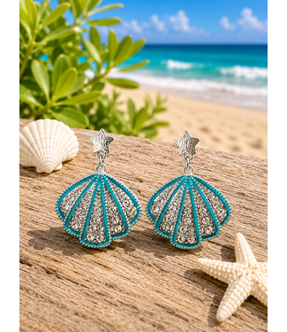 Coastal Muse Earrings -Silver Teal