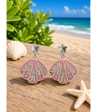 Coastal Muse Earrings -Silver Pink