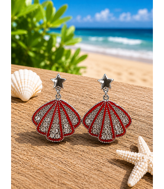 Coastal Muse Earrings -Silver Red
