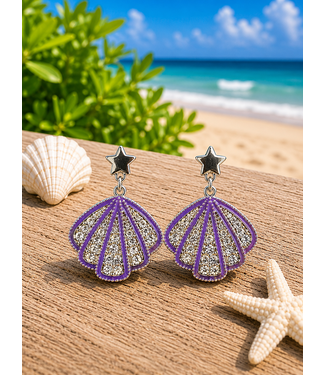 Coastal Muse Earrings -Silver Purple