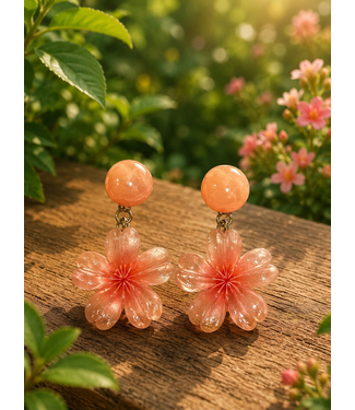 Floral Chick Earrings - Orange