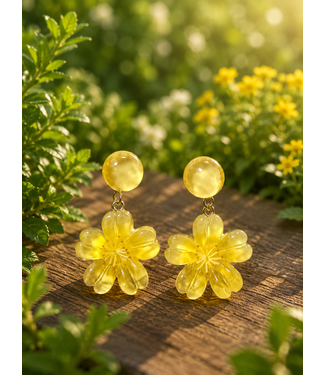 Floral Chick Earrings - Yellow