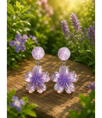 Floral Chick Earrings - Purple
