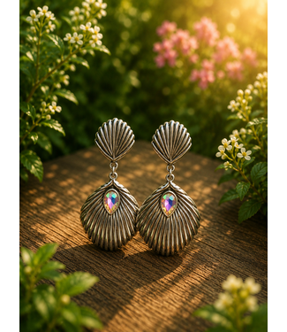 Petal Of Grace Earrings - Silver Iridescent