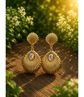 Petal Of Grace Earrings - Gold Iridescent