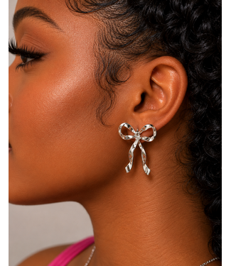 Bow Bliss Earrings - Silver