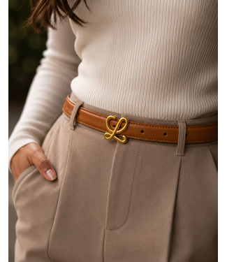 Rich Girl Status Skinny Belt - Tan