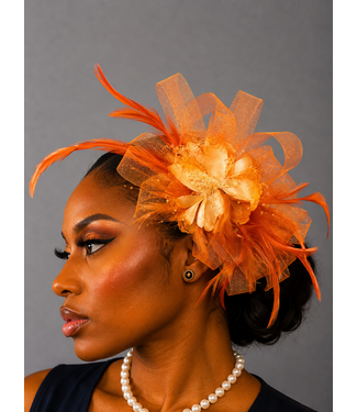 Blushing Bloom Fascinator - Orange