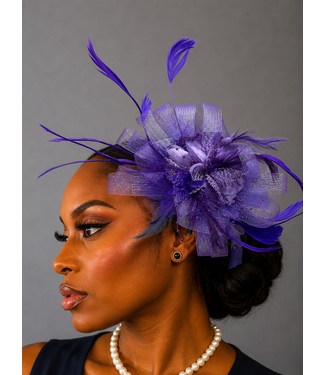 Blushing Bloom Fascinator - Purple