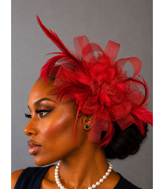 Blushing Bloom Fascinator - Red