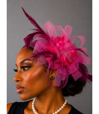 Blushing Bloom Fascinator - Fuchsia