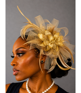 Blushing Bloom Fascinator - Camel