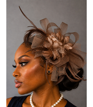 Blushing Bloom Fascinator - Brown