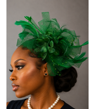 Blushing Bloom Fascinator - Green