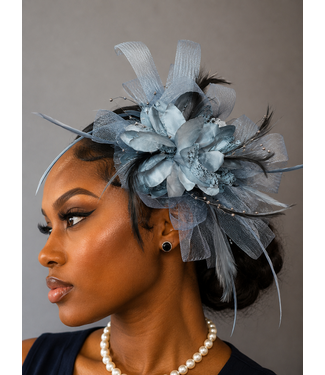 Blushing Bloom Fascinator - Grey