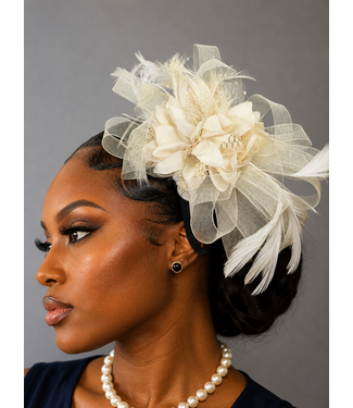 Blushing Bloom Fascinator - Ivory