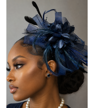 Blushing Bloom Fascinator - Navy