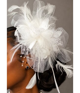 Blushing Bloom Fascinator - White