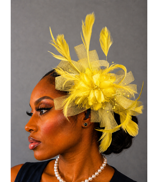 Blushing Bloom Fascinator - Yellow