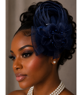 Love In Bloom Fascinator - Navy