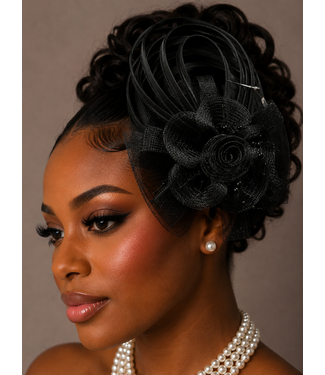 Love In Bloom Fascinator - Black