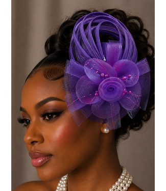 Love In Bloom Fascinator - Purple