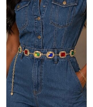 Carnival Fun Jewelled Chain Belt - Multicolor