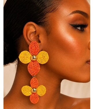 Summer Soirée Flower Earrings - Yellow
