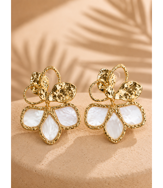 Blooming Luxe Earrings - Gold White