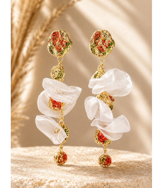 Beverly Bloom Earrings - White