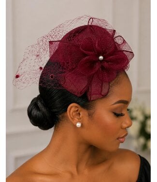 Rose Romance Fascinator - Burgundy