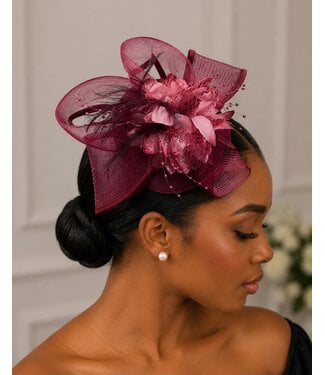 Rose Royale Fascinator - Burgundy
