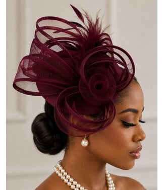 Royal Affair Fascinator - Burgundy