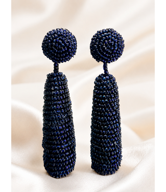 Ding Dong Beaded Earrings - Navy