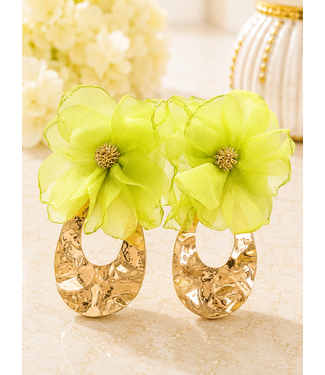 Floral Fantasy Earrings - Lime